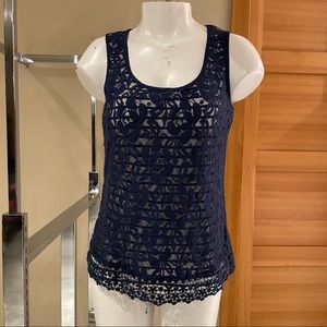 Cupio lace and striped tank top